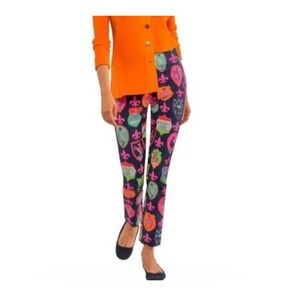 Gretchen Scott Women's L Navy‎ Bright Colorful Crest Novelty Print Pants